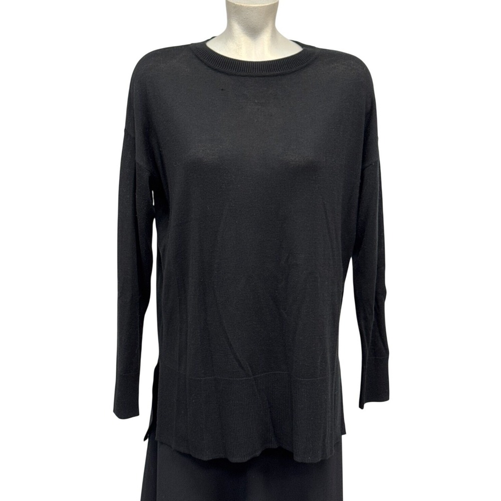 Worthington Womens Black Long Sleeve Crew Neck Sweater Knit Tunic Size L